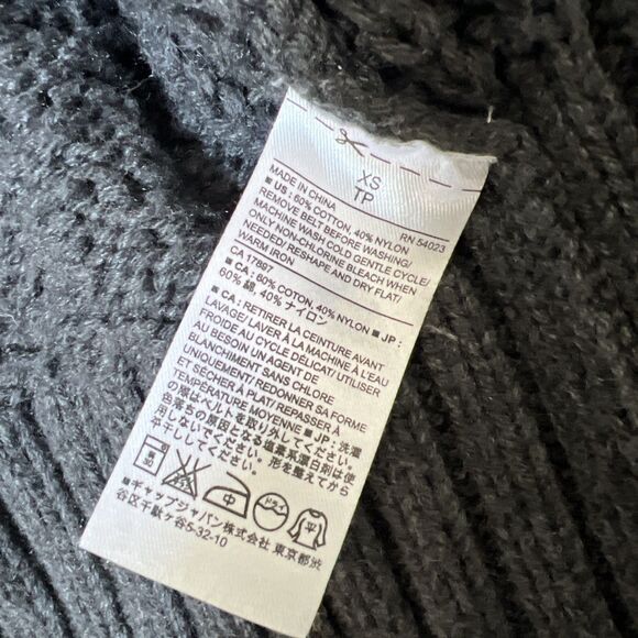 Banana Republic Chunky Knit Dark Gray Cardigan Sweater Size XS Cotton Blend - Picture 3 of 4